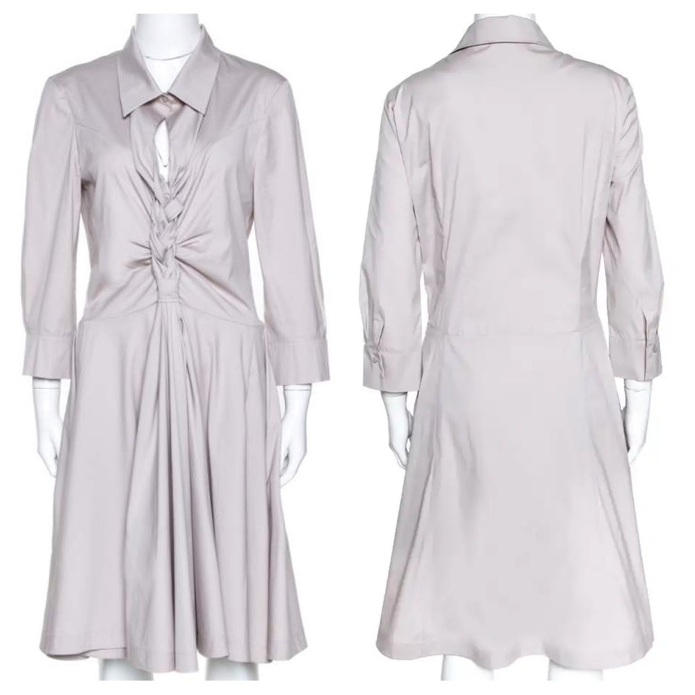 Celine Grey Cotton Blend Braided Detail Short Dress Size 34 EU 2 US